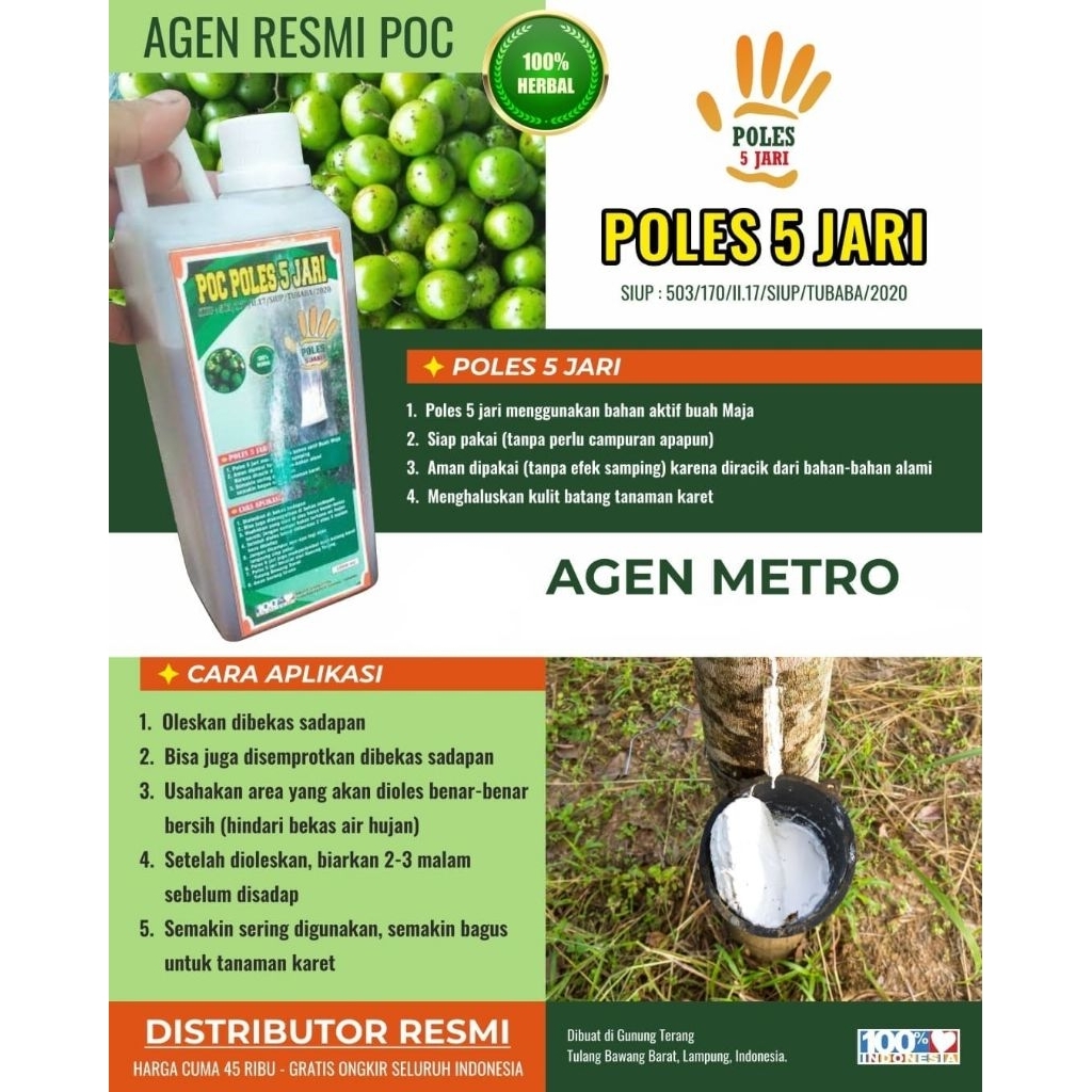 POC POLES 5 JARI Obat Batang Karet Organik 1000 ml