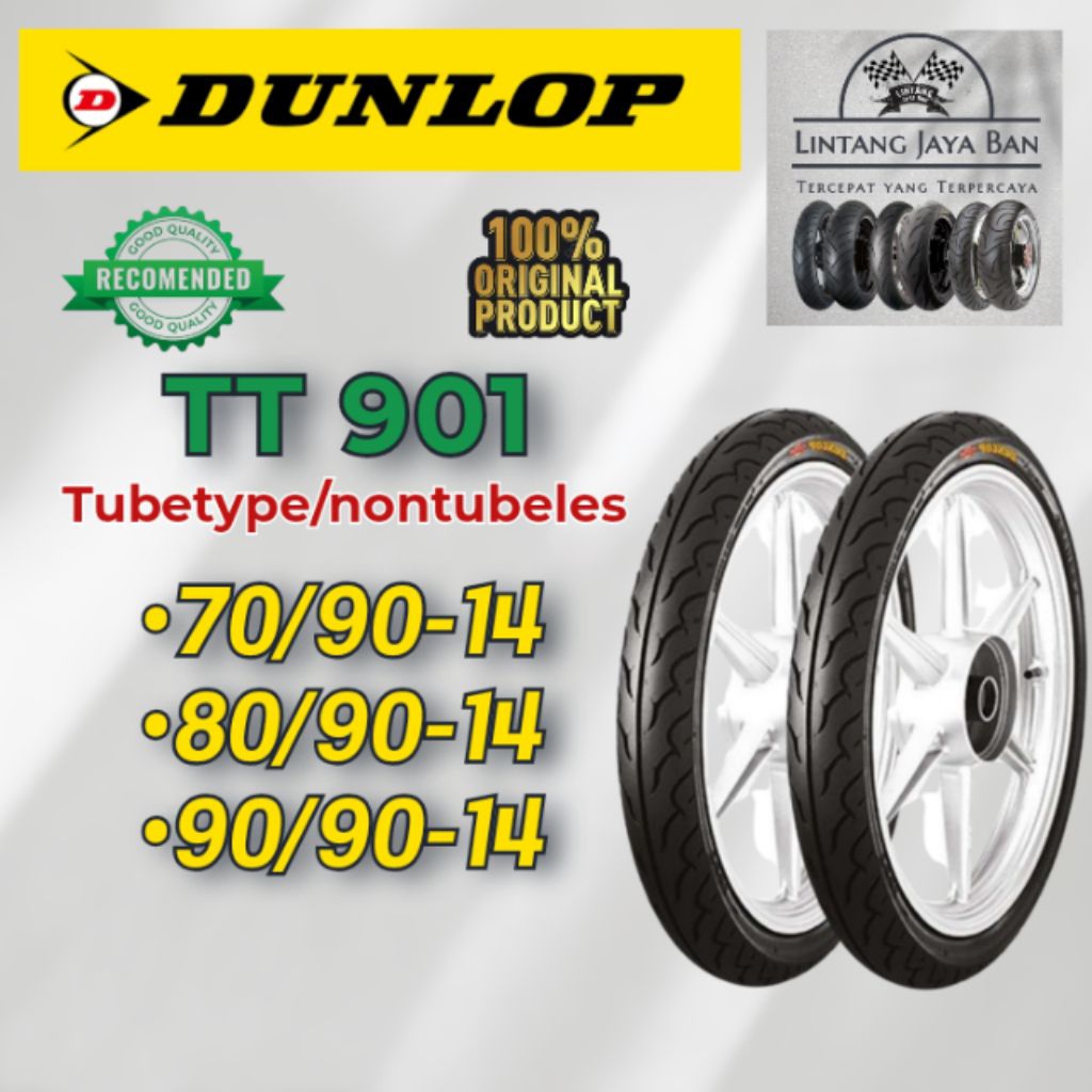 Ban motor Ring 14 Dunlop metik 70/90-14 80/90-14 90/90-14 nontubeles gratis warping