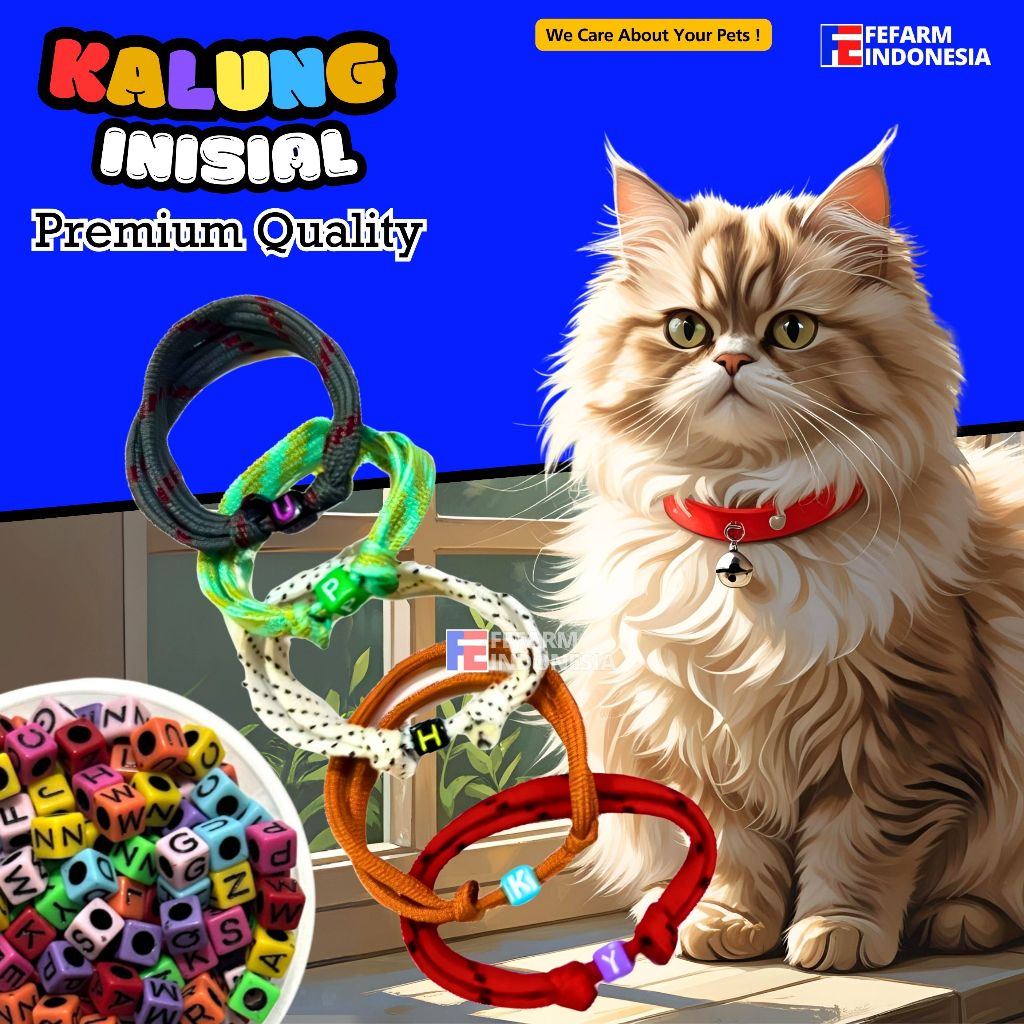 Kalung Tali Kucing Kitten Inisial Prusik Nama FEFARM