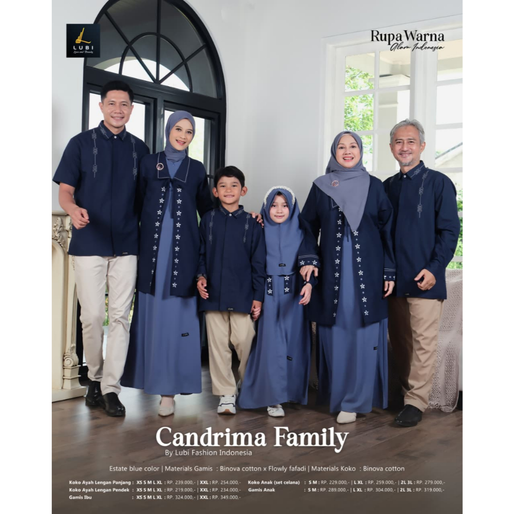FAMSET CANDRIMA ESTATE BLUE BY LUBI FASHION ATASAN KEMKO PRIA DEWASA LENGAN PENDEK PANJANG SETELAN B