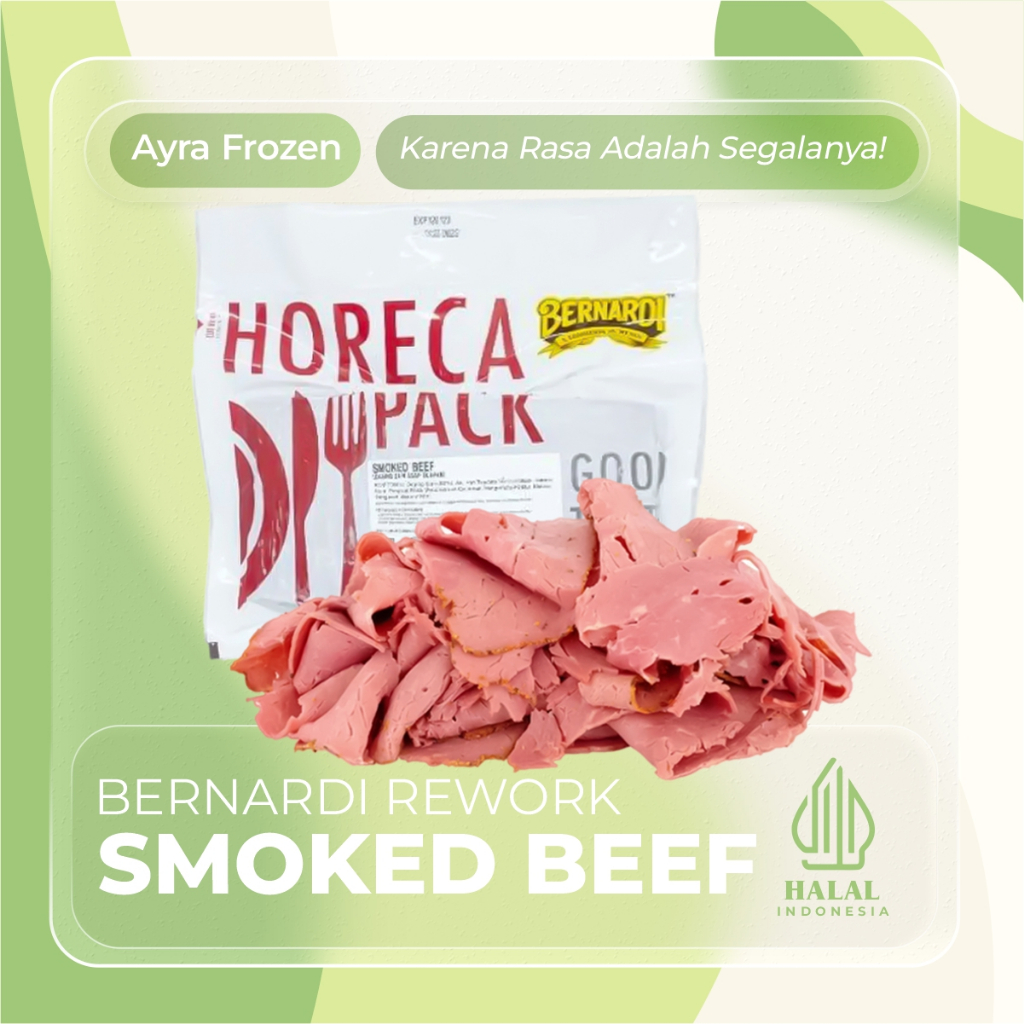 Bernardi Smoked Beef Rework 1KG Halal BPOM - Daging asap bernadi Sortiran - Isian Kebab / Risol mayo