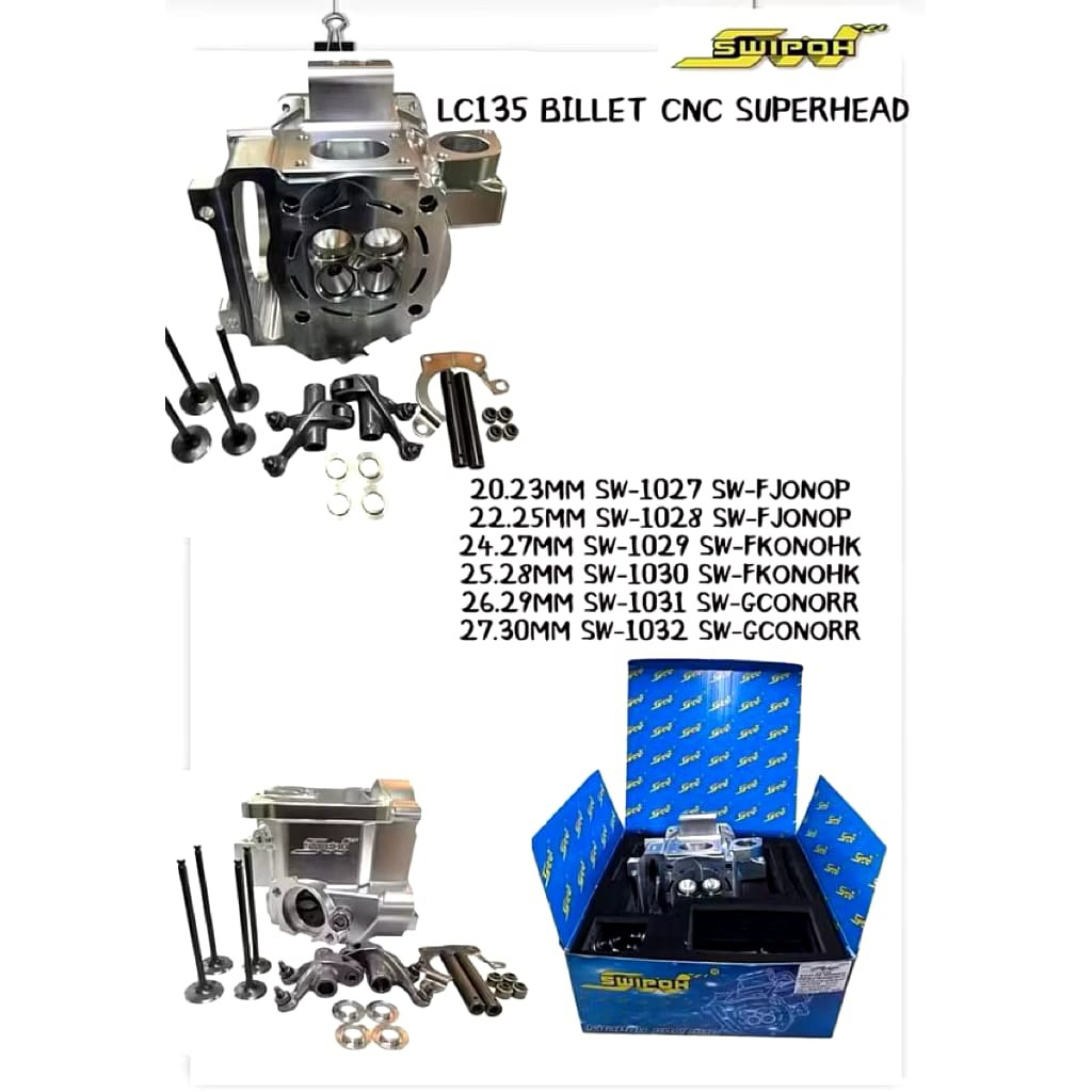 Head CNC Billet Jupiter MX SWIPOH – Ukuran 19/22, 20/23, 22/25, 23/26, 24/27, 25/28 mm