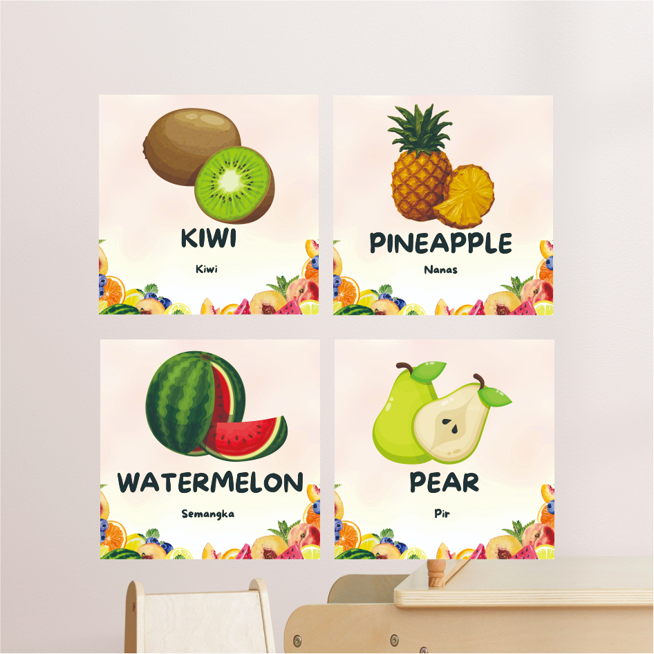 Hiasan dinding gambar buah - buahan hiasan tembok hiasan dinding dapur ukuran 20x20 cm