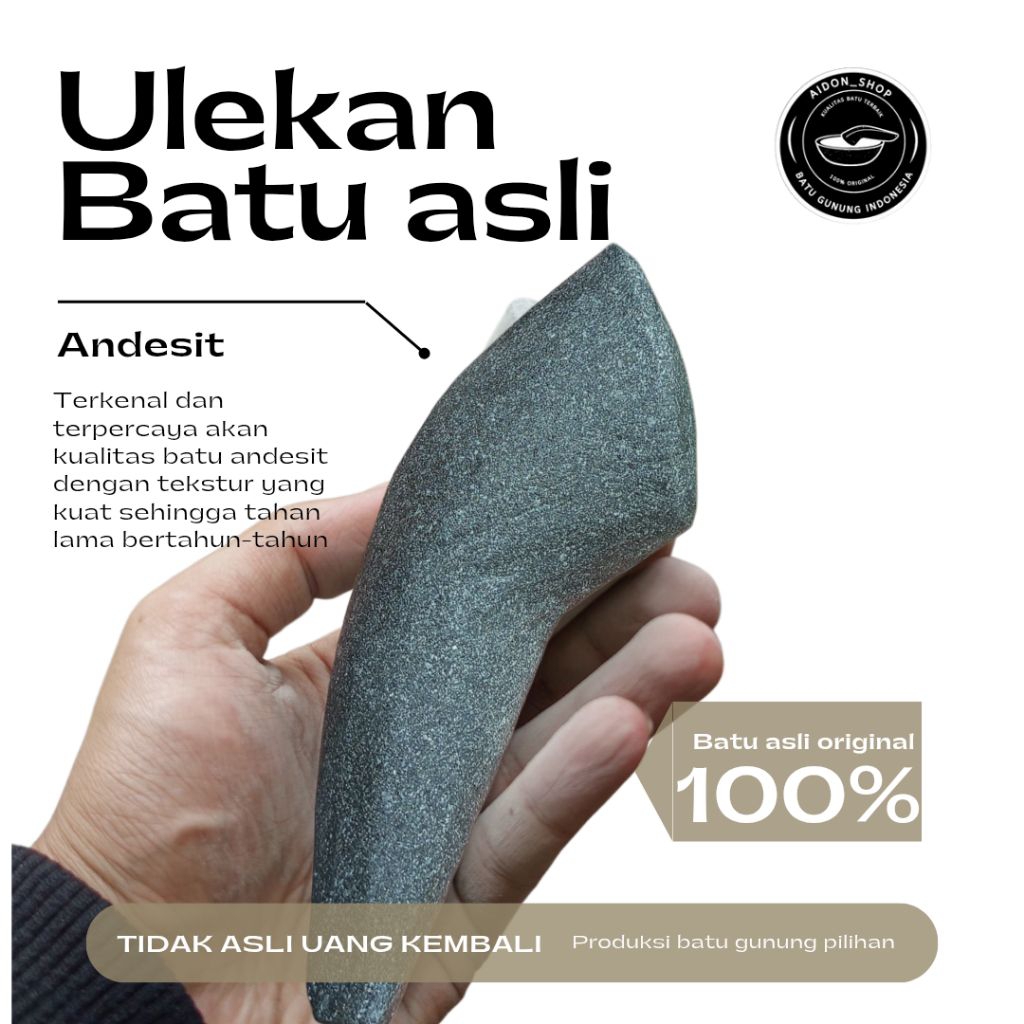 Ulekan cobek batu asli 100% asli, ulekan bubut, ulekan pahat, ulekan padang, cocok untuk menghaluska