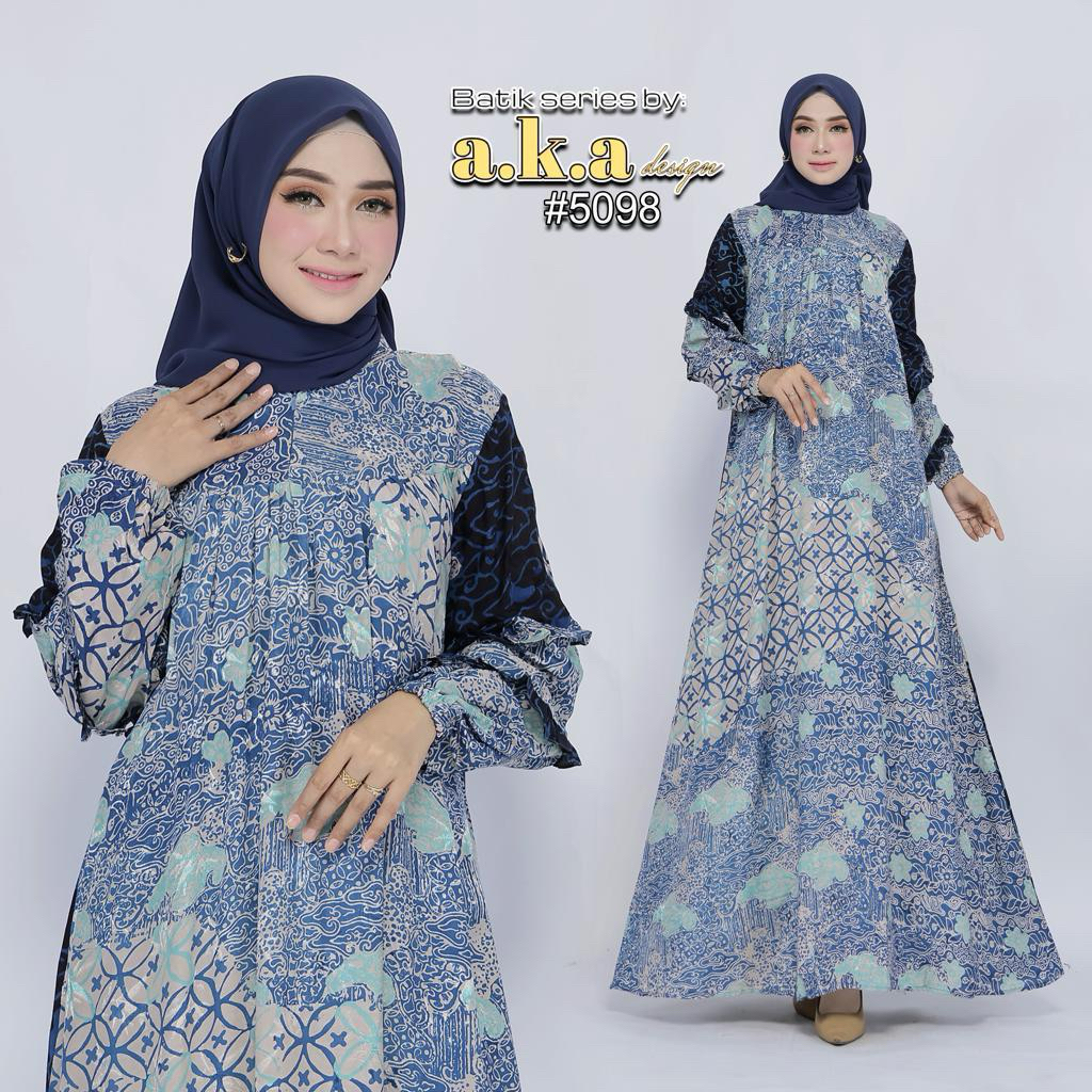 A.K.A - Dress Gamis Batik Wanita Semi Sutra Batik Cap Elegant 5098