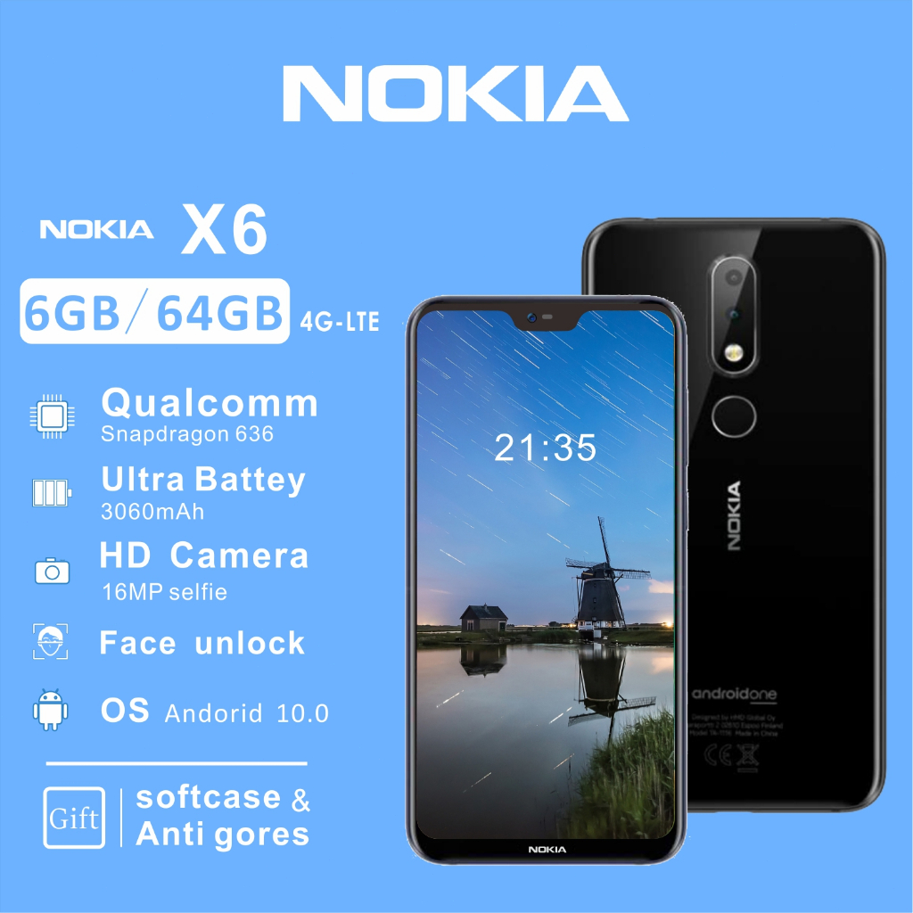 Nokia X6 (6.1 plus) | ram 6GB+rom 64GB | dual sim | type-c | garansi indonesia | hp nokia android