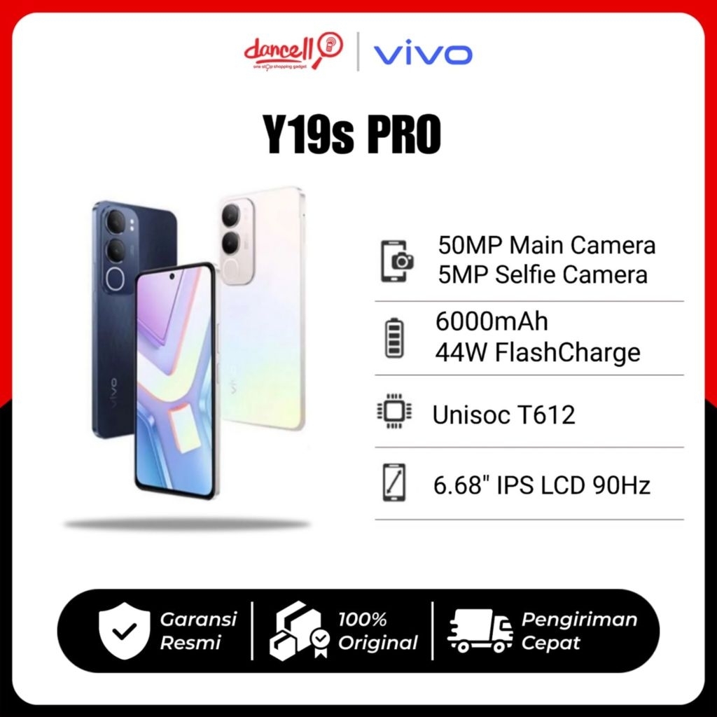 VIVO Y19s Pro (4/64 - 4/128 - 6/128) || GARANSI RESMI - 6000mAh + 44W FlashCharge, Tahan Banting Eks