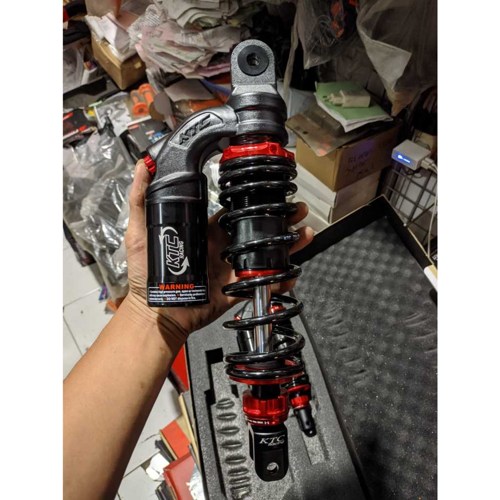 SHOCK SHOCKBREKER KTC EVO BLACK RED NEW NMAX OLD 340 MM HITAM MERAH ORIGINAL DOUBLE KLIK FUNGSI