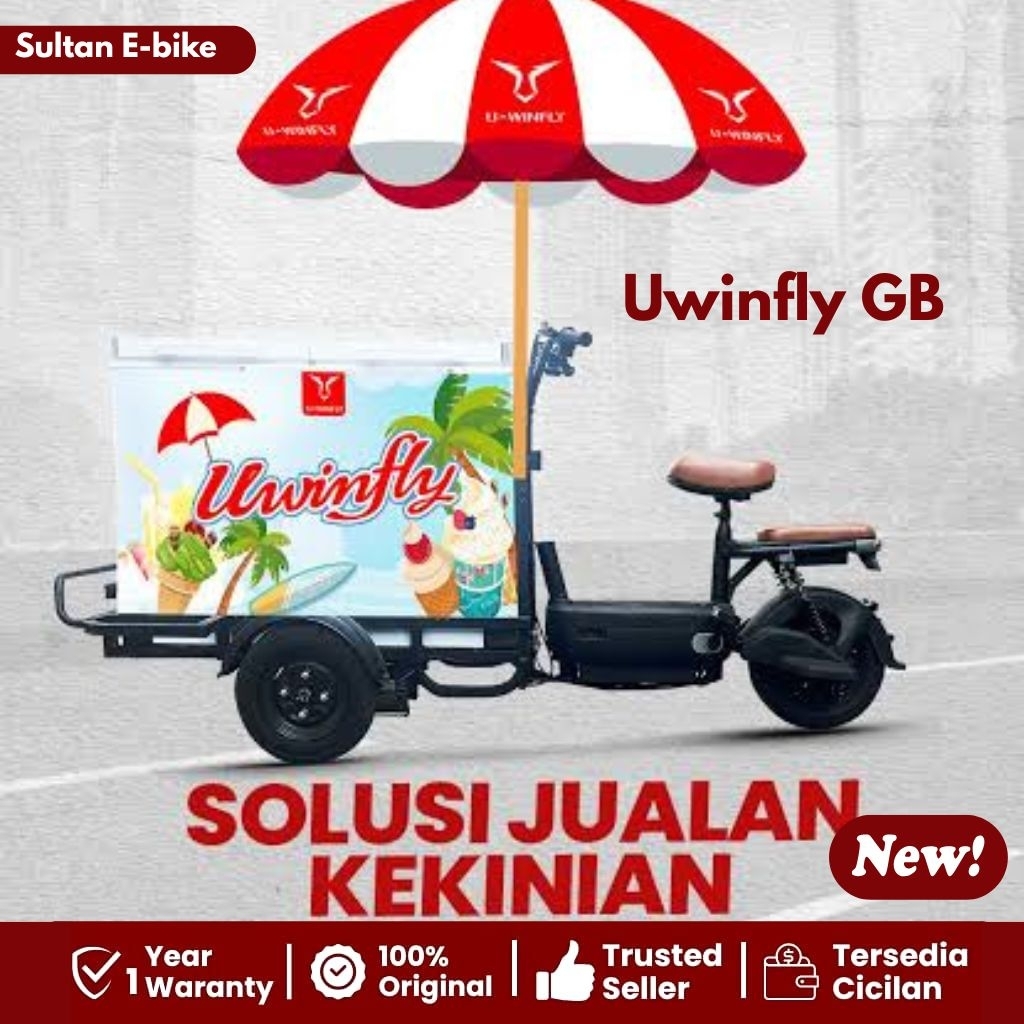Sepeda listrik Uwinfly GB Grobak Kapasitas Besar Untuk jualan keliling Sudah paket lengkap bergarans