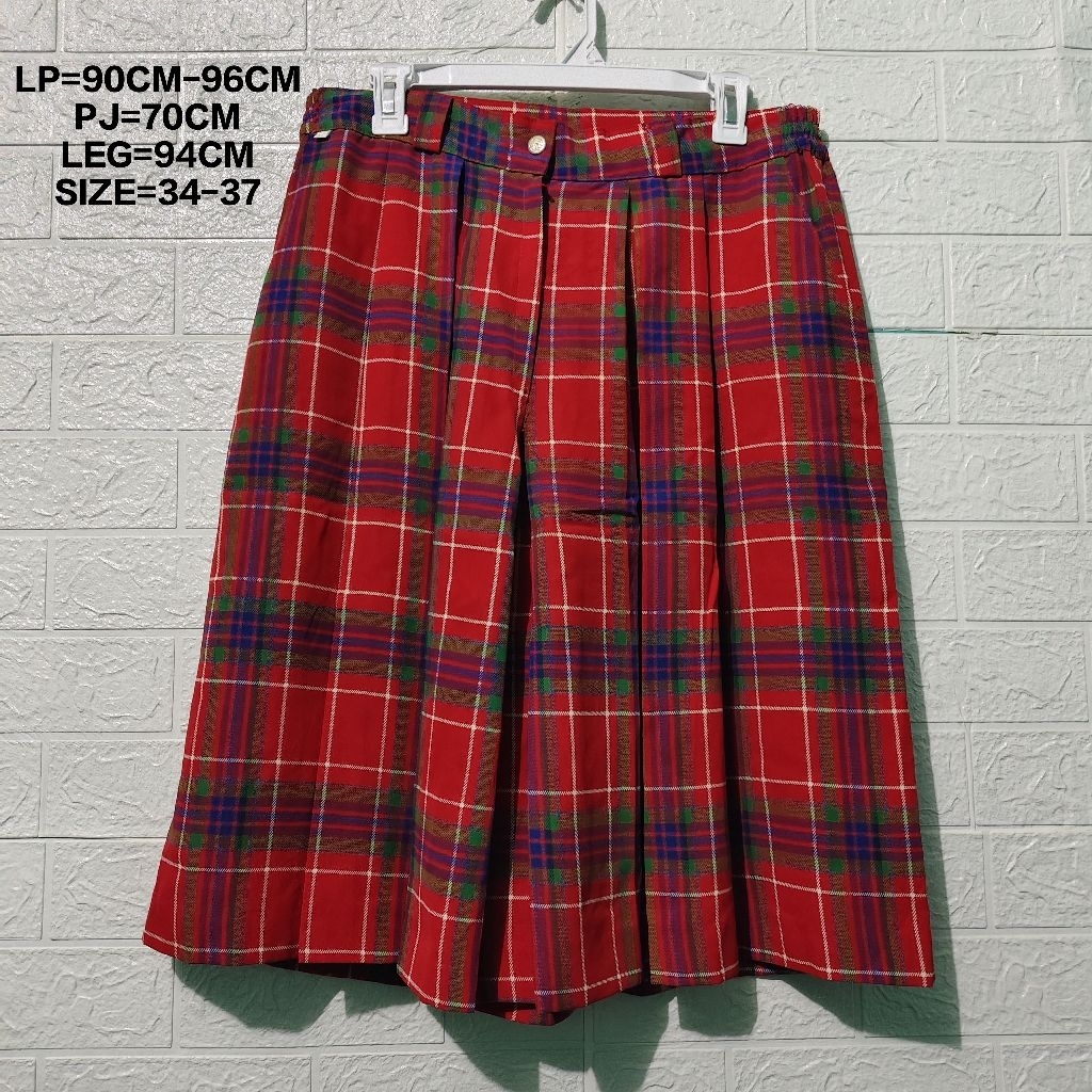 CELANA KULOT 7/8 HW WANITA MOTIF KOTAK-KOTAK BAHAN CERUTI