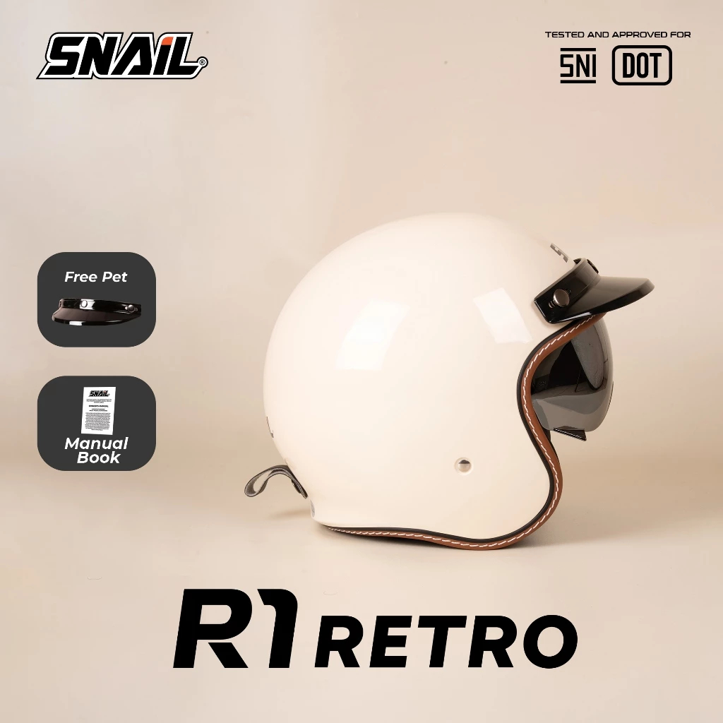 Helm Snail Retro R1 Beige SNI