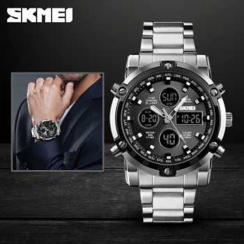 SKMEI Jam Tangan Kasual Digital Analog Pria - 1389 - Silver Black