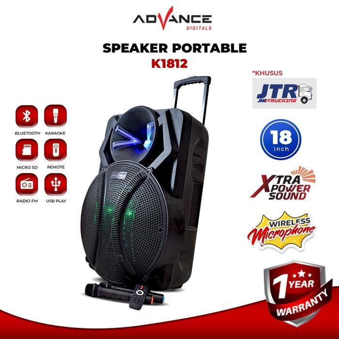 Advance K1812 Bluetooth Speaker 18 inch With 2 Mic Garansi Resmi 1 Thn BATAM