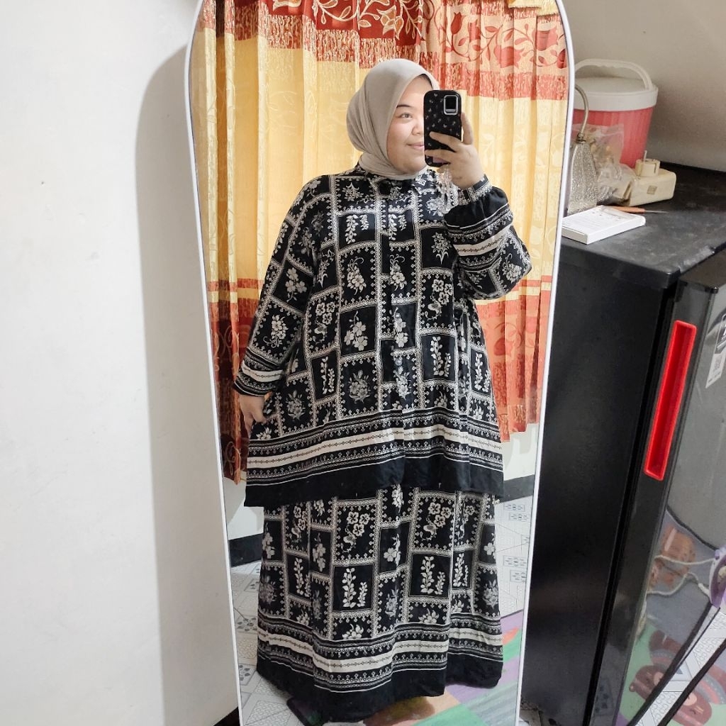 Mahera Set Rok Tunik Jumbo // Setrok tunik rayon premium Jumbo // Set Jumbo wanita jumbo premium // 