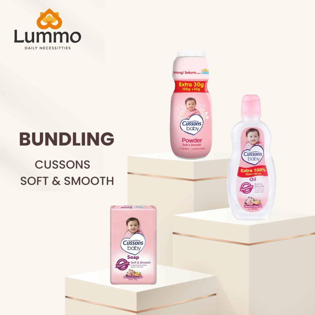 Paket Cussons Baby Soft & Smooth 3 in 1 I Baby Oil - Sabun batang bayi - Powder / Bedak bayi