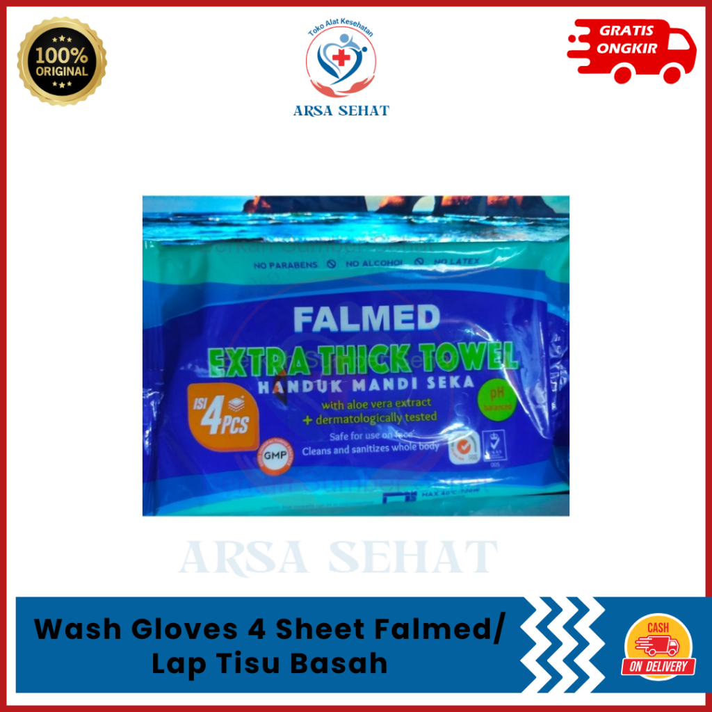 Wash Gloves 4 Sheet Falmed/ Lap Tisu Basah