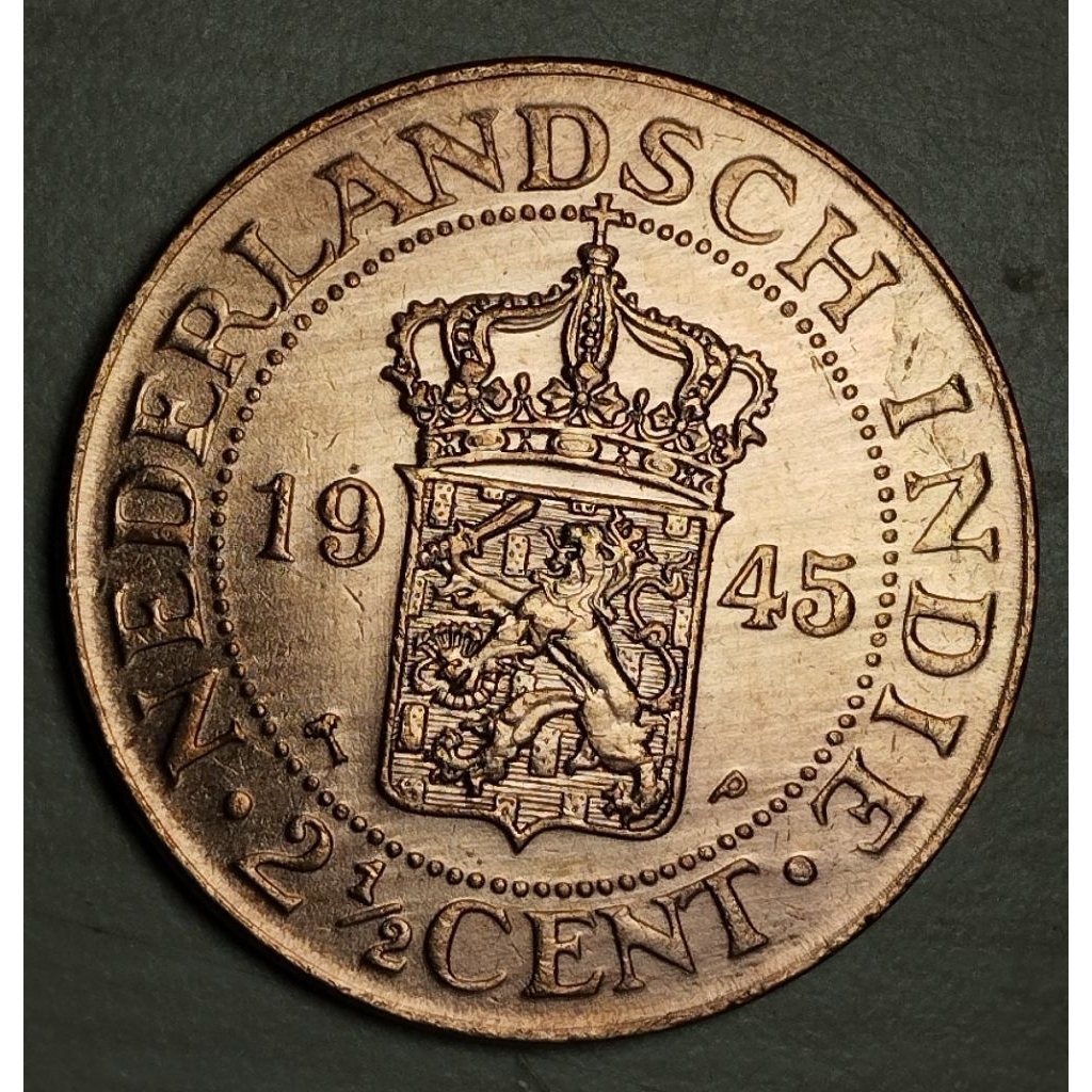 koin BENGGOL 2,5 cent Nederland indie thn 1945 gres kinclong 100% ASLI