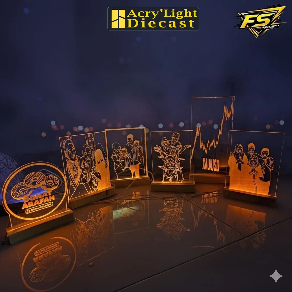 Plakat Akrilik LED Custom / Lampu Tidur Akrilik Grafir Foto