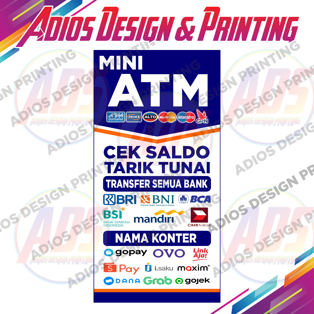 Banner Mini ATM | Spanduk Mini ATM | Cetak Banner ATM Bahan Flexy 280gsm