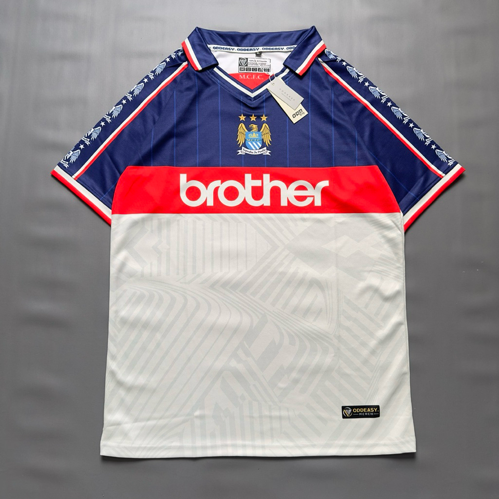 Jersey Bola Man City Vintage Full Tag Keren Pria Distro Baju Kerah Kaos Cowok Print Panjang Printing