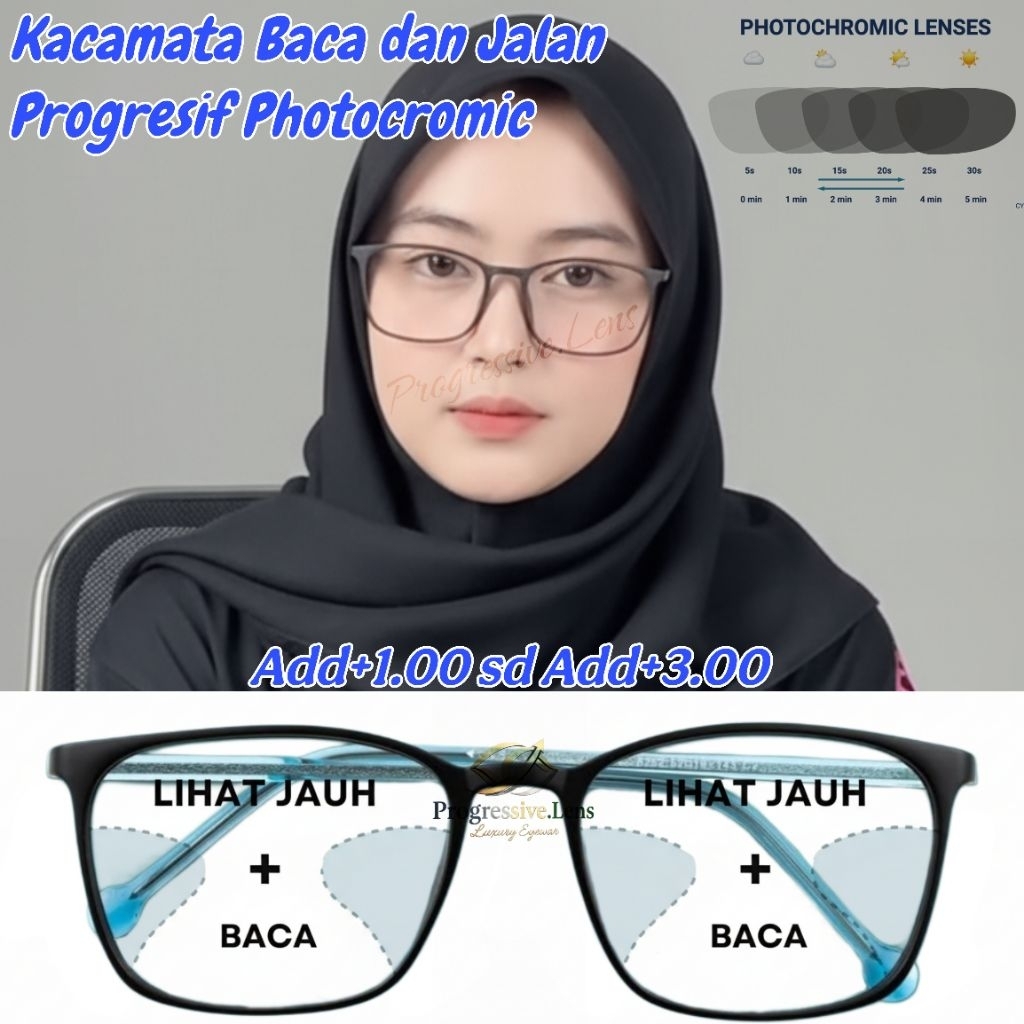 frame kacamata kotak lensa progressive photocromic | frame kacamata baca dan jalan unisex 8252 | Kac