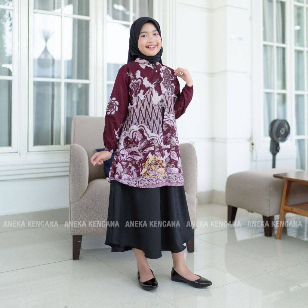 Gamis Batik Anak Best Seller Gamis Anak Kombinasi Polos Gamis Anak Modern Kekinian Termurah