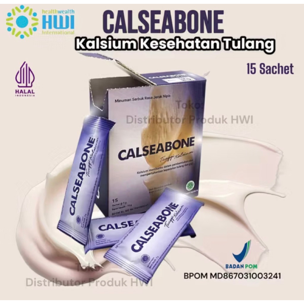 calseabone hwi original 15 sachet / calseabone alga merah peninggi badan tinggi kalsium kesehatan tu