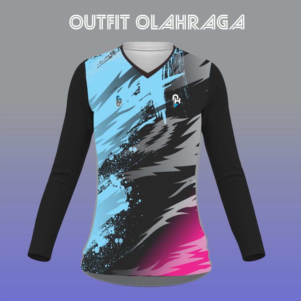 Kaos Cewek Atasan Jersey Olahraga Wanita Senam Lari Fitnes Voly Badminton JUMBO LENGAN PANJANG