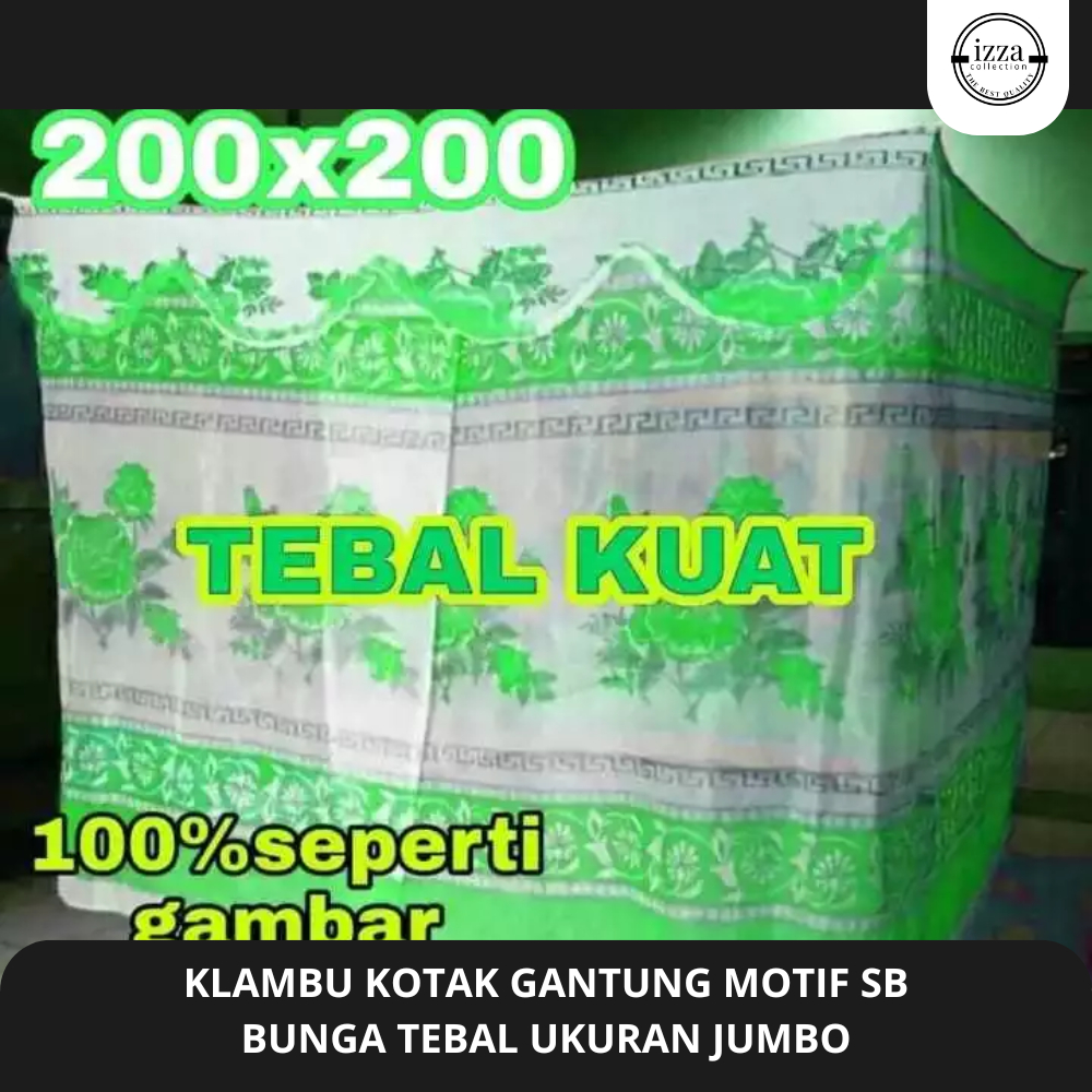 kelambu gantung jumbo 200x200 | kelambu kotak motif bunga SB | kelambu kamar tidur elegan | kelambu 