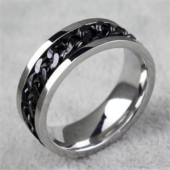 cincin titanium silver rantai tengah hitam pria terbaru - cincin pria keren anti karat