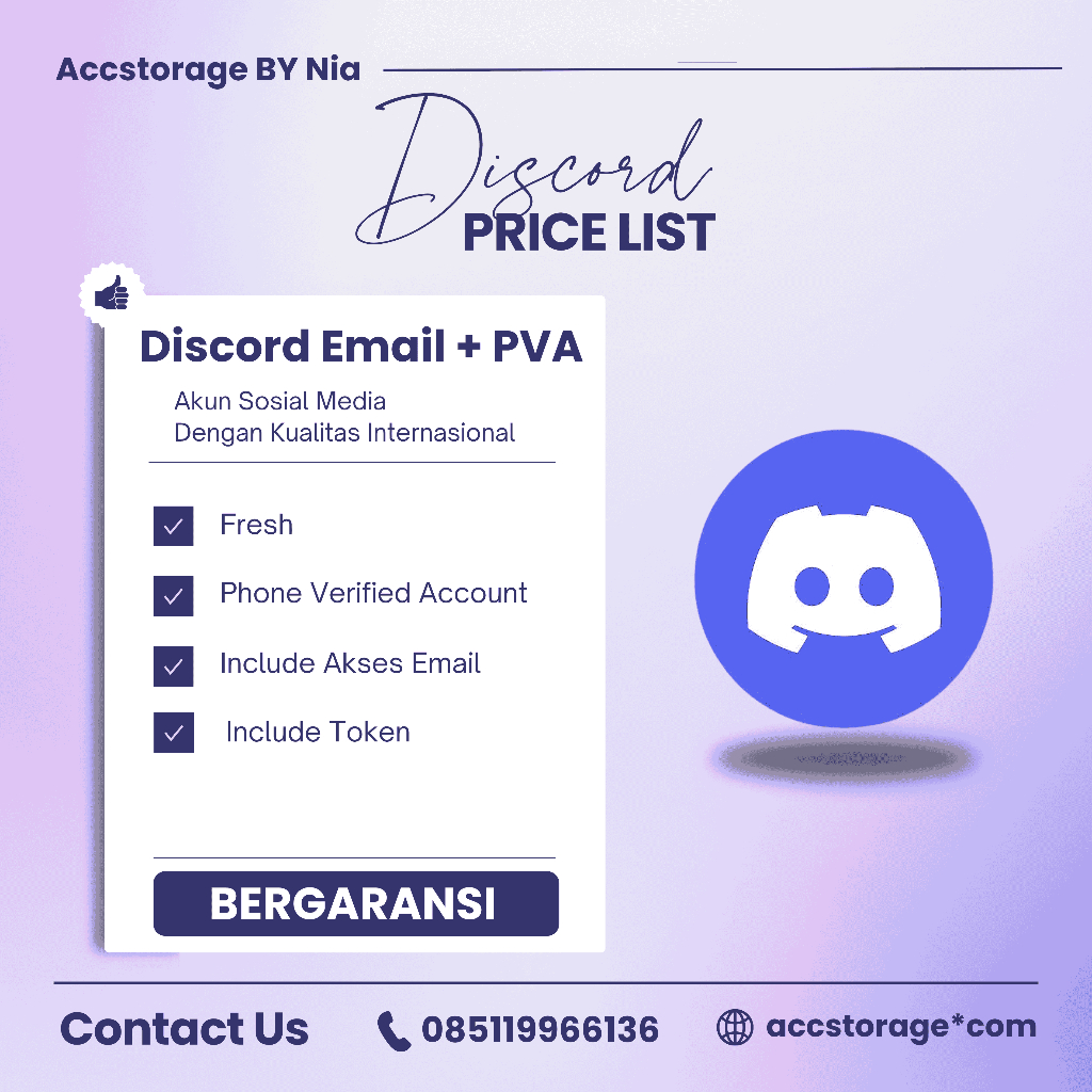 Akun Discord DC Fresh / 2FA ON / PVA / Kosongan / Baru / Berpp Include Akses Email