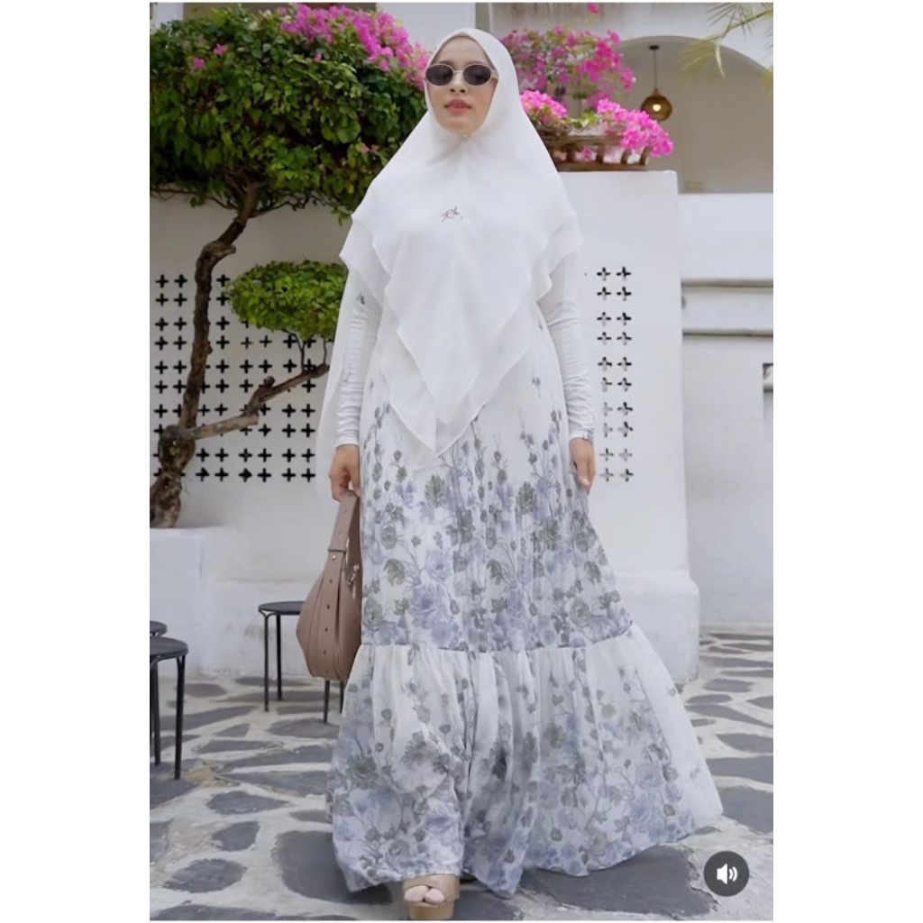 Gamis putih flower rhyn ORI eldeena syar'i.