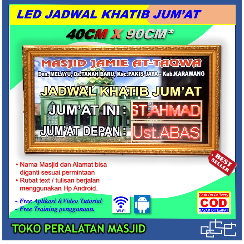 led jadwal khatib jumat informasi petugas sholat jum'at digital masjid musholla K-007