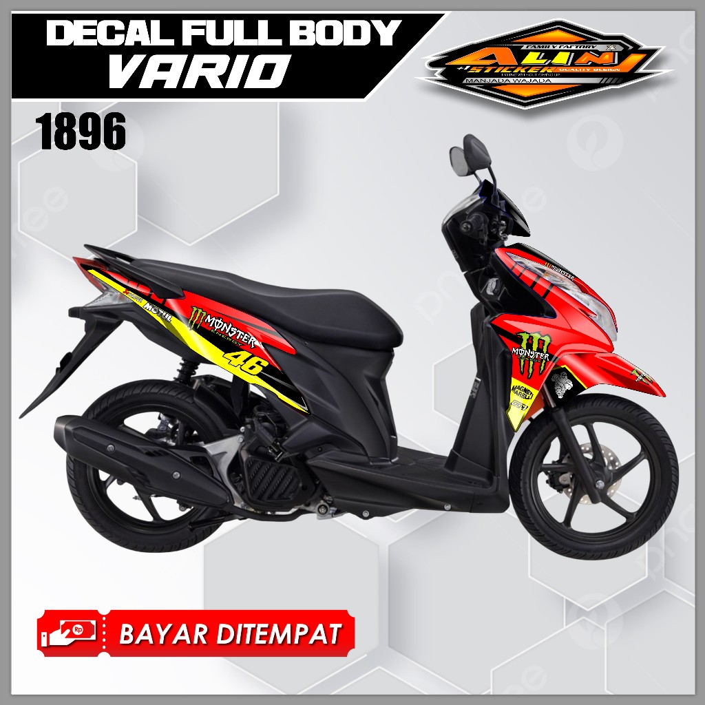 1896 Sticker Decal Motor Vario 125 Techno Desain Logo monster Aksesoris vario techno fullbody