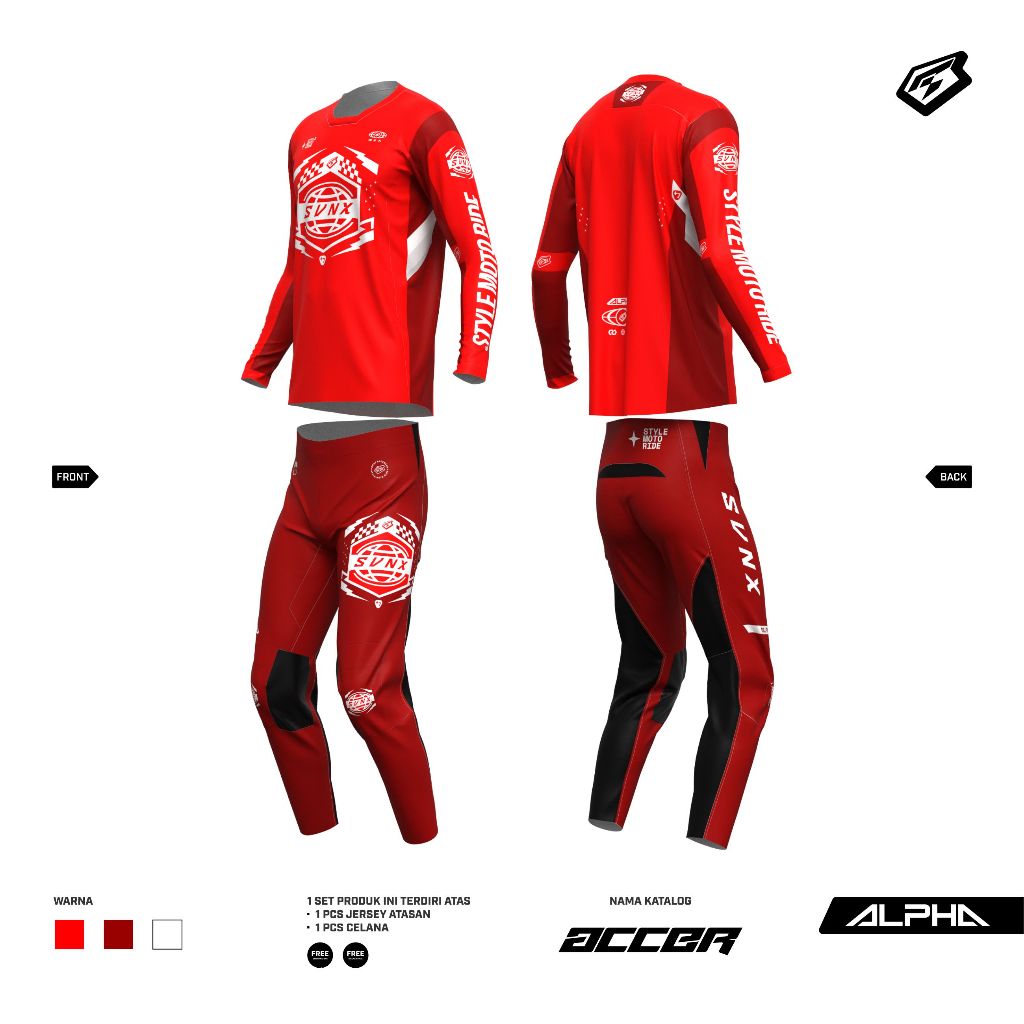 JERSEY MOTOCROSS JERSET SET TRAIL / GEARSET TYPE ALPHA THUNDER SERIES / JERSET SVNX