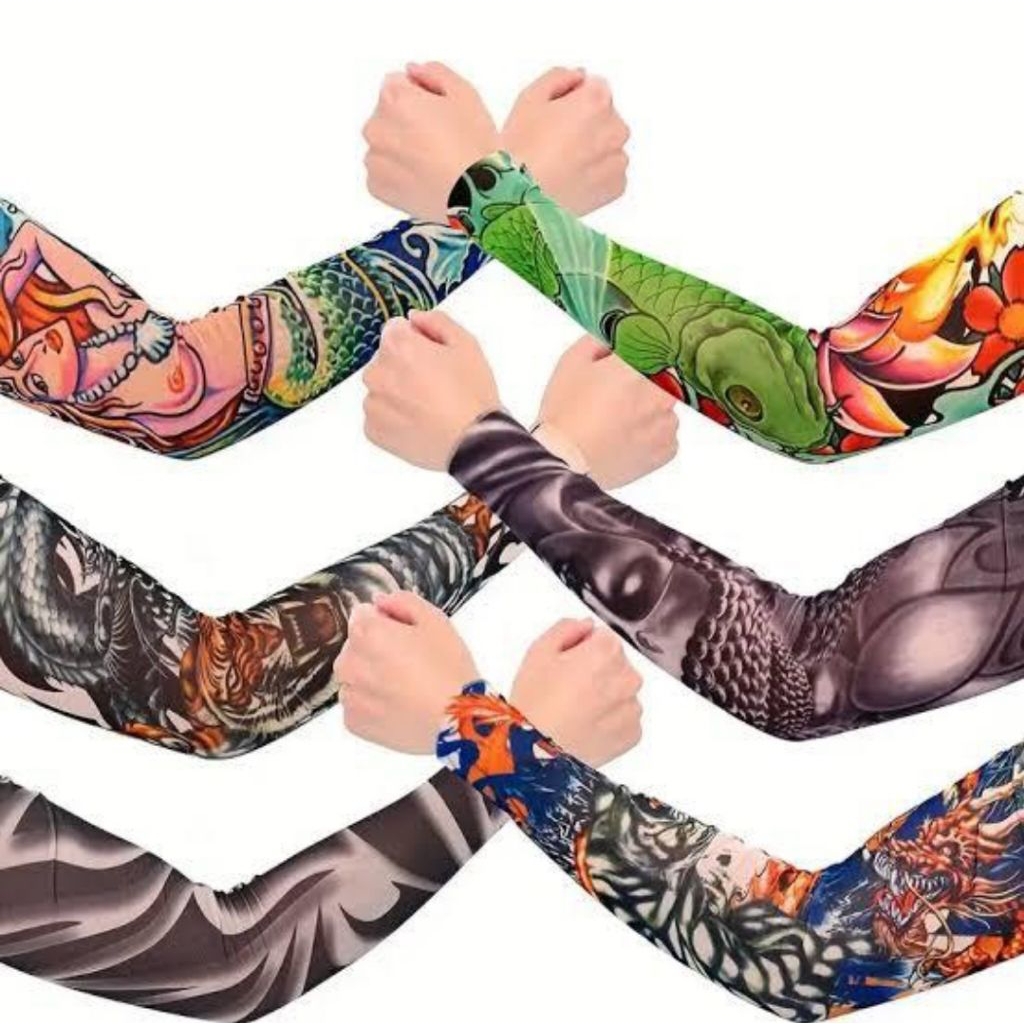 Manset Lengan Panjang Tangan Motif Tato Pria Wanita Sepasang Kiri Kanan