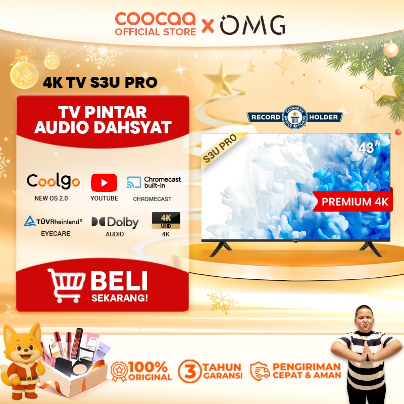 COOCAA 43 inch S3U PRO - Smart TV - Digital TV - 4K - UHD - Dolby Audio - Youtube - Mirroring - Boun