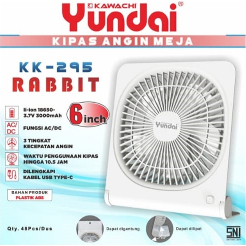 YUNDAI / KAWACHI Kipas Angin Meja 6 Inch AC / DC KK 295 Rabbit