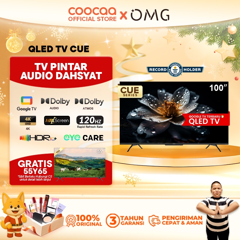 [NEW] [Google TV] COOCAA TV 100 inch - QLED- Smart TV - Digital TV - Netflix & Youtube - Google Assi
