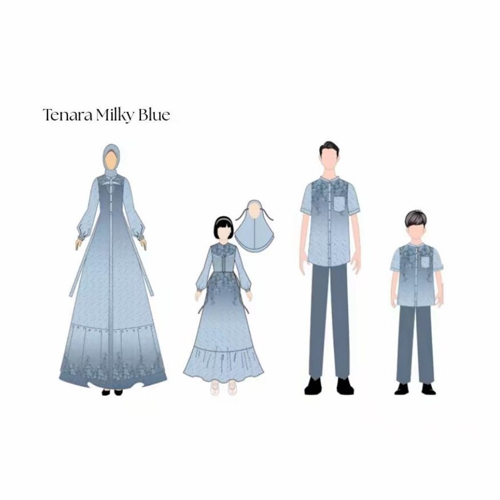 Sarimbit Ethica Seply Terbaru 2026/Sarimbit Tenara Milky Blue/Sarimbit Keluarga Seply/Couple Lebaran