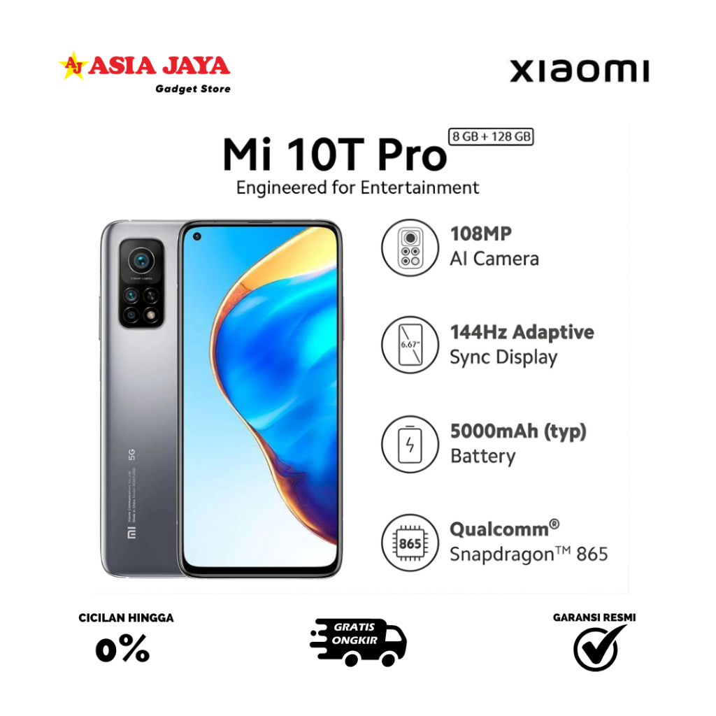 [Ex Display] XIAOMI MI 10T PRO Ram 8/128 GB Kelengkaoan Fullset Original - Garansi Resmi