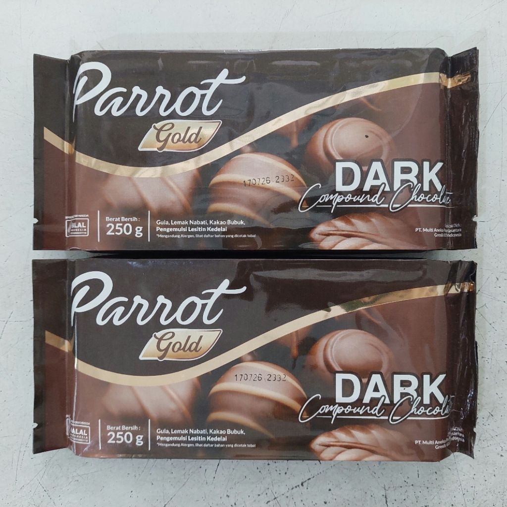 Parrot gold dark compound chocolate 250 gram | cokelat parrot | parrot dcc