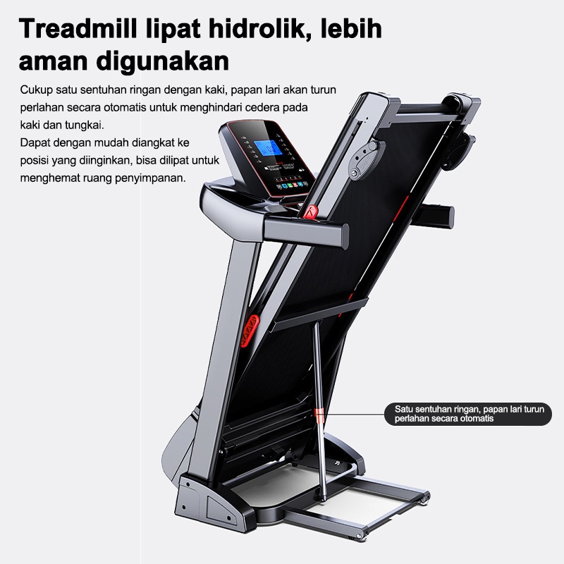 Alat fitness indoor lipat kecil treadmill listrik rumah tangga dengan sistem dan suara rendah