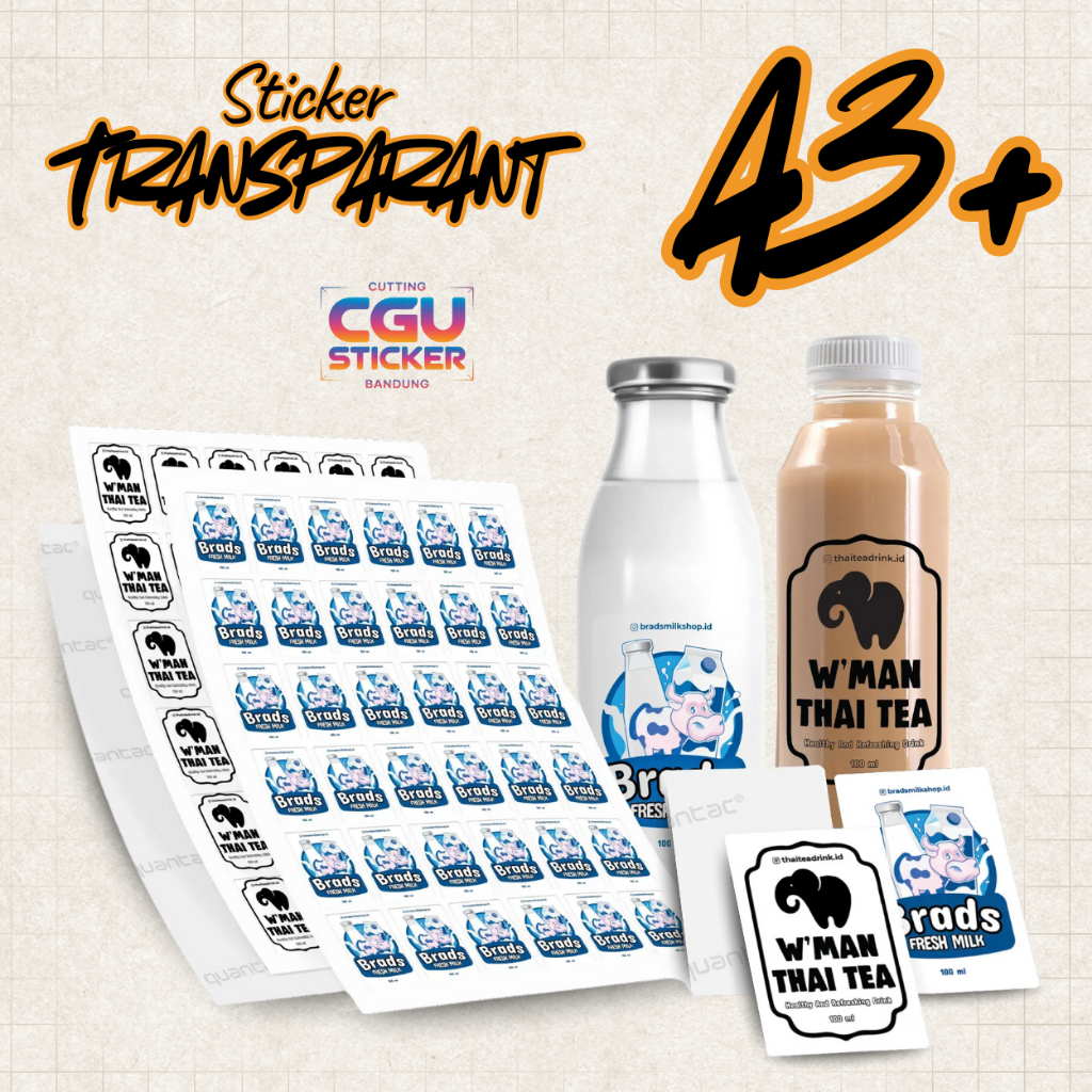 Stiker Label Transparan Custom Cetak Label Nama, Logo, Kemasan Produk Makanan dan Minuman