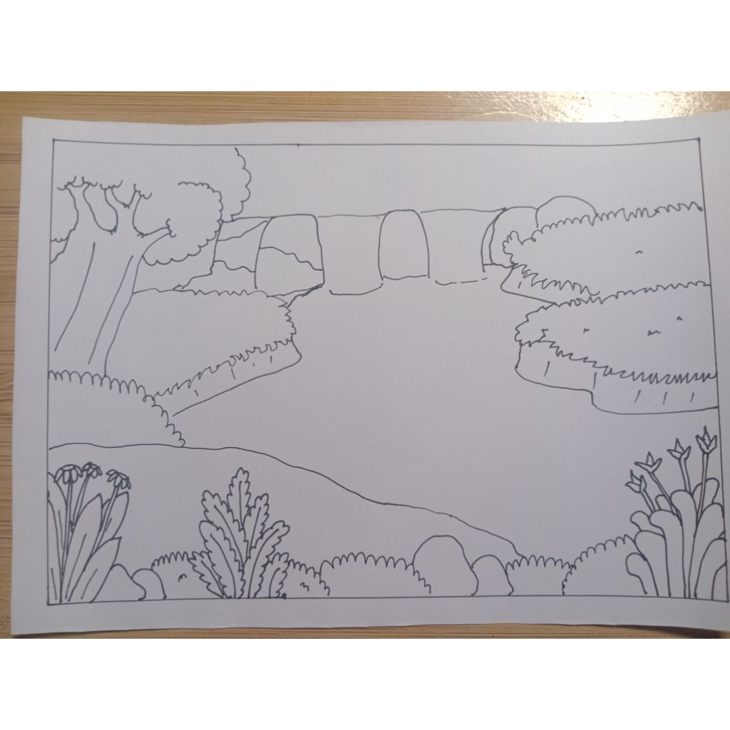 Gambar Sketsa pemandangan Untuk di warnai. Kategori anak 12th-Dewasa