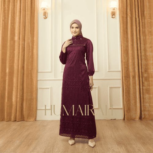 Terbaru Nikita Dress Special Burgundy Mahogany Duyung Press Body Brukat Satin Full Payet Best Seller