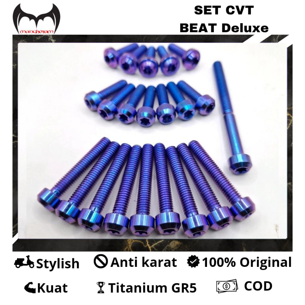 Baut Titanium Set Bak Cvt Motor BEAT DELUXE Titanium Gr5