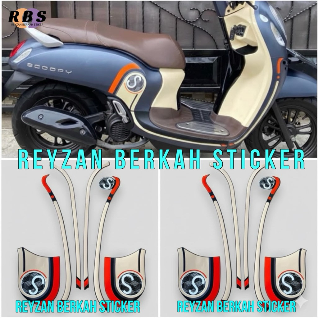 STIKER STRIPING LIS LES BODY HONDA SCOOPY FASHION 2020 2021 BIRU DOFF