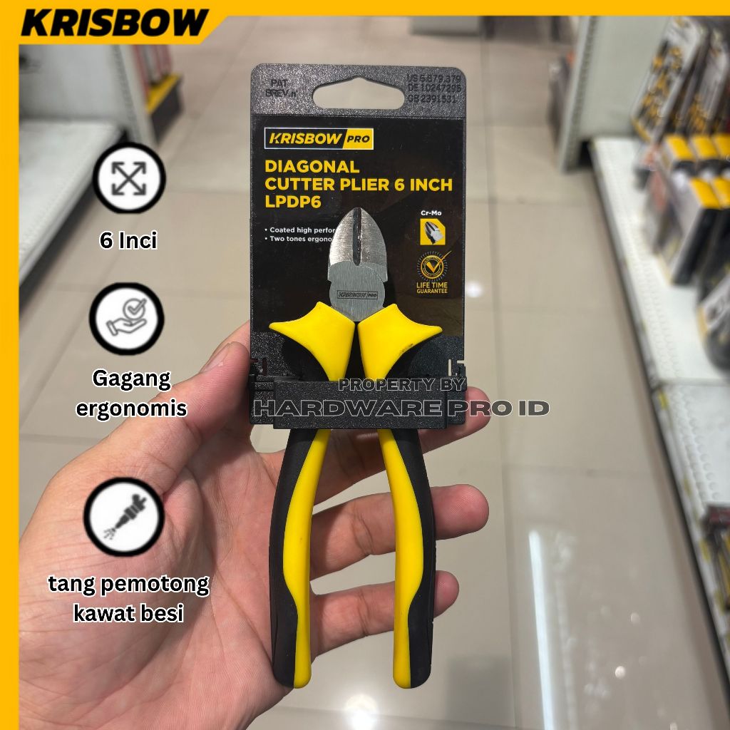 Krisbow Tang Potong Diagonal 6 Inci - Kuning/hitam Krisbow Cutter Plier Tang Potong Diagonal 6 inci 