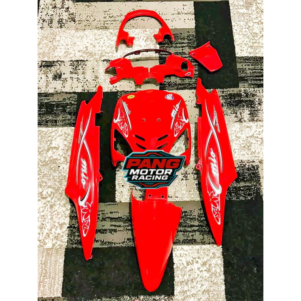 Body Set Mio Sporty MERAH FERARI MOTIF BUNGA Striping Custom Transparan Body Halus Set Mio Sporty me